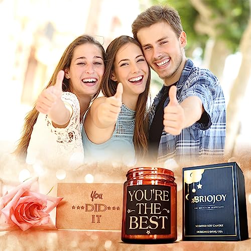 BRIOJOY You're The Best Candles for Men - Best Friend Candle Gifts for Women - Thank You, Birthday Gift for Sister BFF Boyfriend Dad Husband - Presents for Mom - Lavender Vanilla Scented Stress Candle