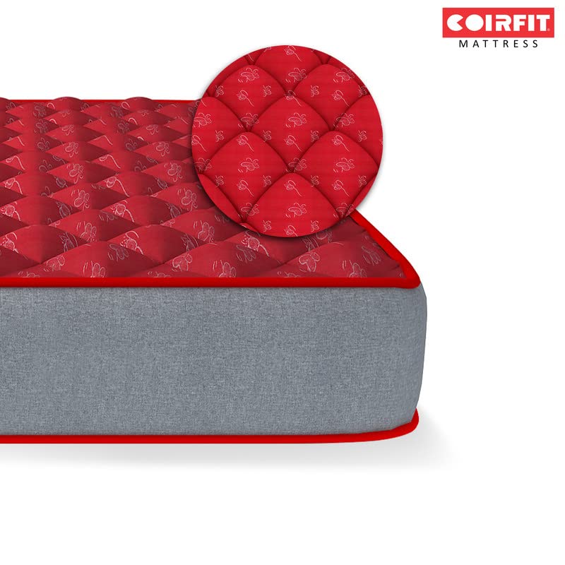 Coir FIT Euphoria Normal Top 8' Inch Double Size Bonell Spring Mattress (72X48X8, RED)