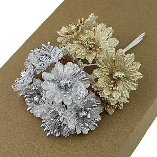 Delush Design Artificial Flowers (Golden, Silver, 36 Piece)