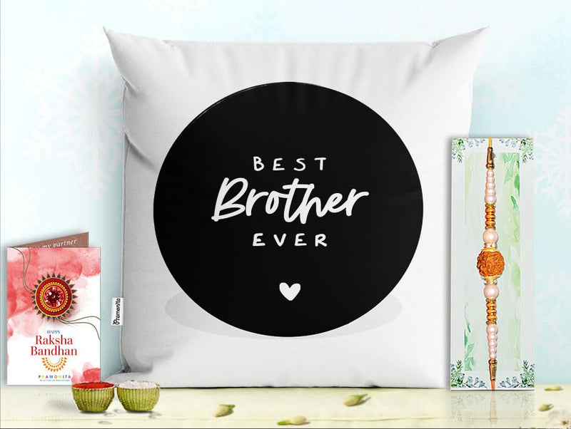 Pillow Rakhi for Brother with Gift - Rakhi with Rakhi Cushion with Filler Greeting Card- Rakhi for Brother, Gifts for Brother, Gifts for Rakhi, Gifts for Rakshabandhan Rakhi Gifts-PB-CU-10