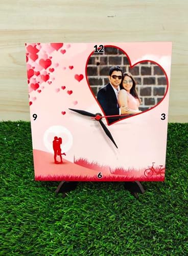 PrintStory Personalized Heart Theme Table Clock with 1 of Your Pictures Specially for Couples.…
