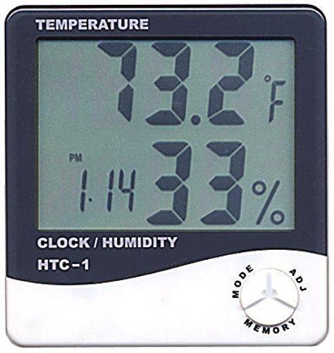 SEAHAVEN Humidity Time Display Meter with Alarm Clock, Wall Mount or Table Top,(Black and White)