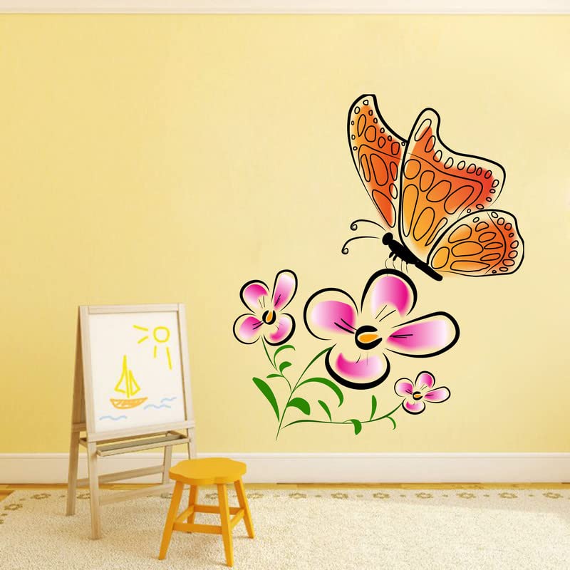 Floral with Butterfly Wall Sticker for Home Decor 70 CM X 50 CM