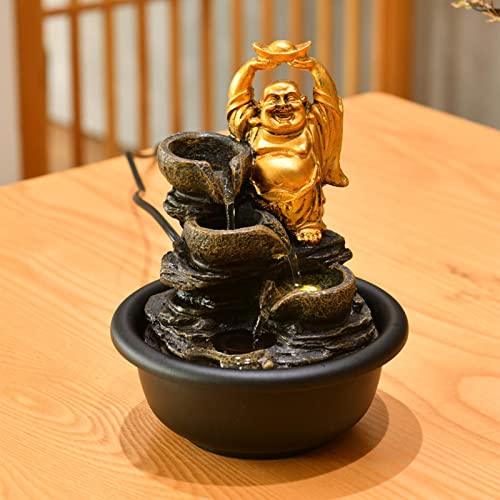 ATORSE® Tabletop Water Fountain Buddha Statue for Office Farmhouse Birthday Gifts Fortune Buddha