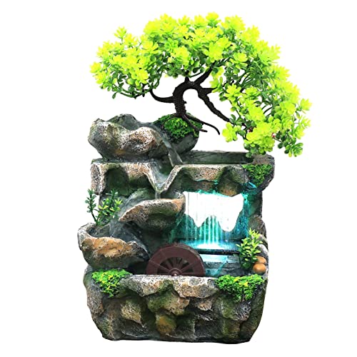 ATORSE® Indoor Water Fountains Crafts Table Rockery Waterfall Fountain Decor