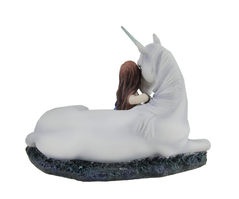 Veronese Resin Statues Anne Stokes Blue Moon Unicorn Hand Painted Fantasy Statue 7.5 X 5.25 X 5.75 Inches Blue