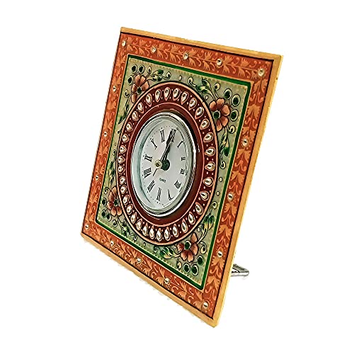 Handicraft Kingdom Small Analog Clock for Study Table & Kids Boys Girls Students with Ganesh Chowki| Approx Size (6 x 6 Inch) & Wt (600 Gm) Pack of 3