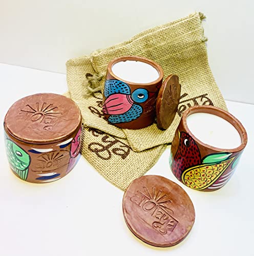 Alokya - Pack of 3 - Single Wick (Small) Scented Candle in Terracotta Jar with Pattachitra Folk Art (Aranya/Gulshan/Gulshan)