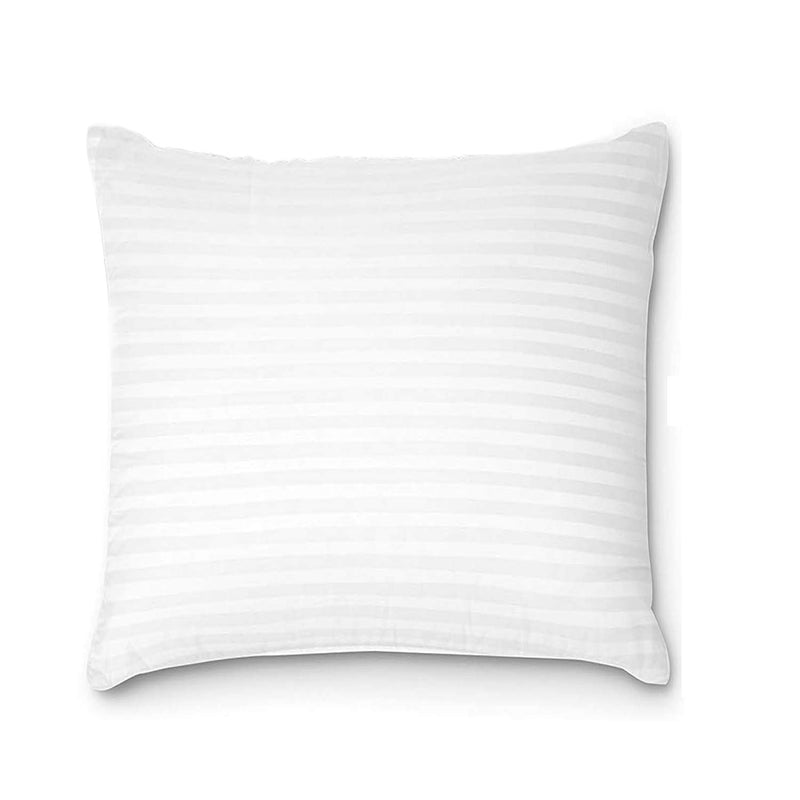 Livasto Premium White Satin Stripe Cushion Square Shape Combo (White, 24X24 inch)