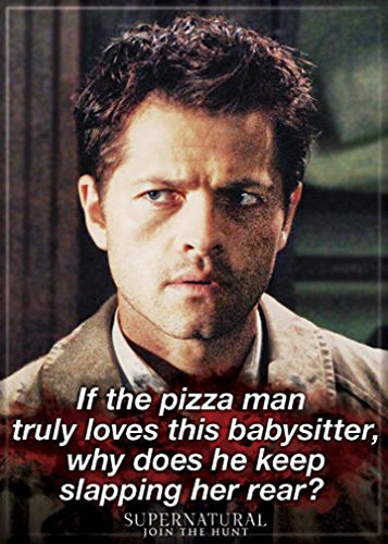 Ata-Boy Supernatural Castiel 'Pizza Man' 2.5" x 3.5" Magnet for Refrigerators and Lockers