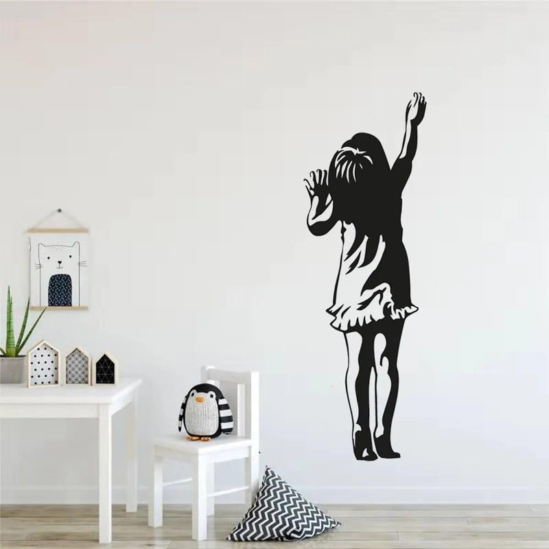 GADGETS WRAP Wall Decal Vinyl Sticker Banksy Little Girl Door Sticker for Office Home Wall Decoration