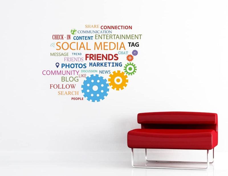 Divine Printry Social Media Design Wall Sticker Size - (56 * 43) cm - (DP0000557L)