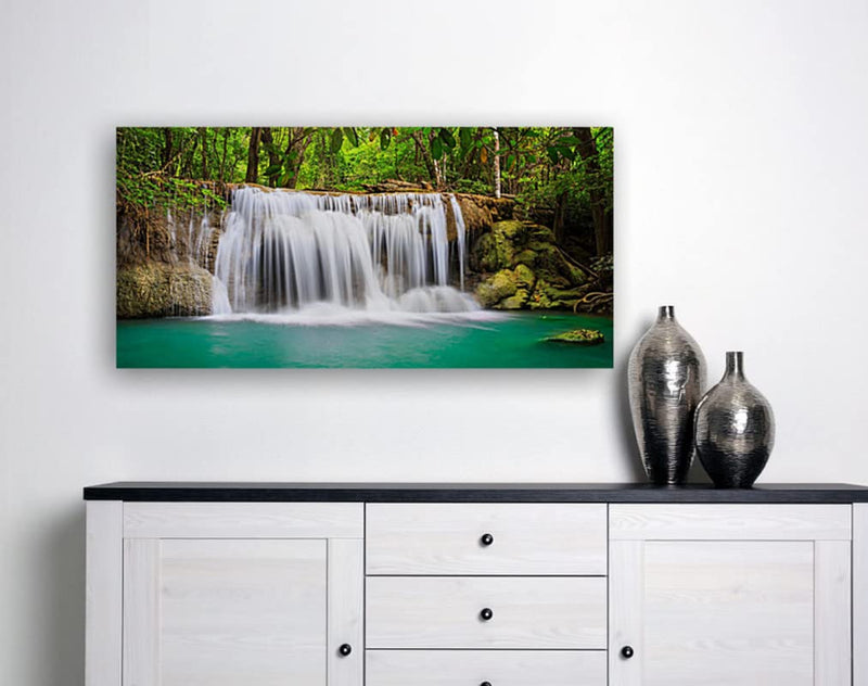 Tushaco Handicrafts Waterfall Painting (Design 7) Stretched Canvas Wrapped Wall Painting, Home Décor, Canvas Painting-19Inches X 12Inches