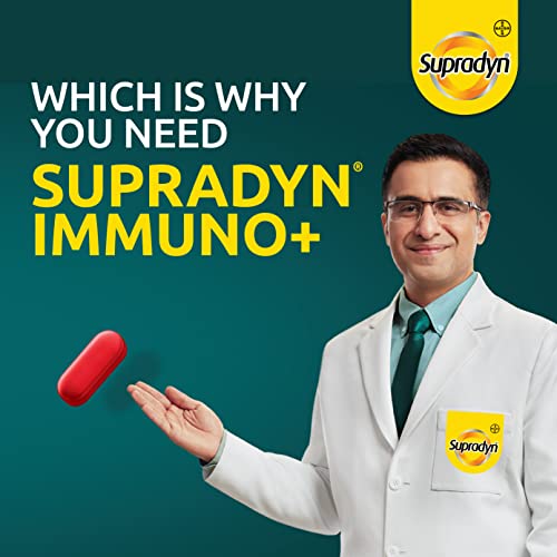 Supradyn Immuno +, Multivitamin, Natural immunity booster with Vit C, Vit D, Zinc, Unique blend of Tulsi, Turmeric, Shatavari & Ashoka (30 Tabs)