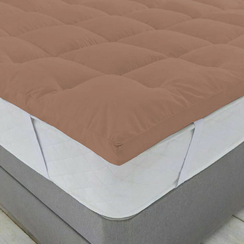 Jaipur Linen 800GSM Hollow Fibre Mattress Padding/Topper Brown for Single Bed-36 Inch X 78 Inch