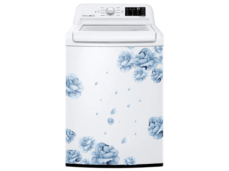 DivineDesigns™ Blue Flowers Sticker for Washing Machine, Cloth Machine Decorative Pack of 1 (22X 33 INCH)