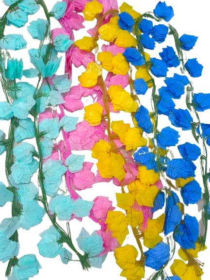 DN Enterprises Artificial Garland Money Plant Maple Leaf Vine Creeper Bail Combo Pack | Special Occasion Artificial Fancy Wall Hanging Garland Money Plant Leaf Bail (12 Strings, 3 Each Multicolor)