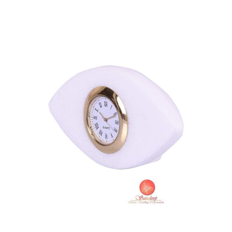 Poppins Eye Shape Dentist Desk Marbel Table Clock for Decor and Paper Weight, Ideal for Dentists and Doctors