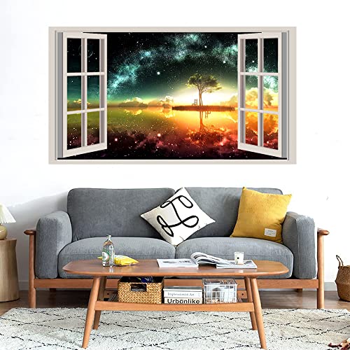 GADGETS WRAP Printed Wall Decal Sticker Fake Window Style Decal (90cm x 50cm) - Tree Scene