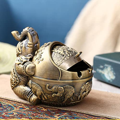 Losas Ash Tray with Lid Cigarette Holder Ashtray Indoor Outdoor Craft Decor Bronze