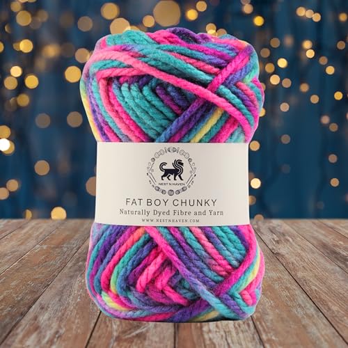 NESTNHAVEN, Fat BOY Chunky Motu Thick Hand Knitting/Crochet Wool Yarn, 6 mm Thickness, Pack of 1 (1 Ball / 100 Grams), Multicoloured (BBCH014)