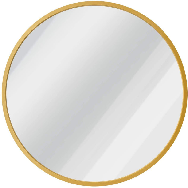 ArtKart Design Valley Round Wall Mirror Modern Design Metal Frame Hd Clear Image (Round Gold, 20 Inch) Framed