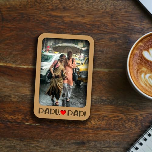 Zingy Gifts Premium Personalized Dadu Dadi Photo Fridge Magnets Set of 2