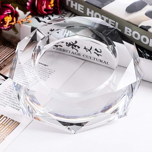 MOON WORLD K9 Crystal Ashtray, Elegant Ashtray for Table, Highly Transparent Ashtray for Outdoor, Good Housewarming Gift with Retail Package