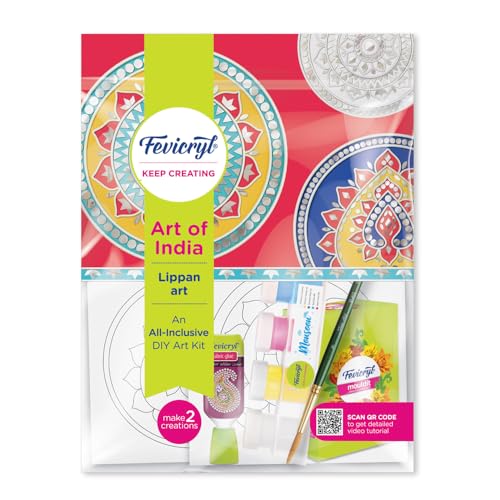 Fevicryl Lippan Art Kit: Complete DIY Set, Includes Wooden Boards, Acrylic Paints, Mirror Packets, Brushes, OHP Sheets, Mouldit, and Glue! Ideal for hobbyists, Boys, Girls Above 14+