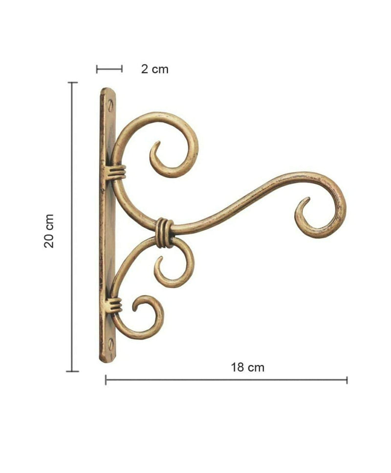 ARTS Crafties Iron Antique Wall Bracket for Bird Feeders & Houses Planters Lanterns Wind Chimes Hanging Baskets Ornaments String Lights (Golden)