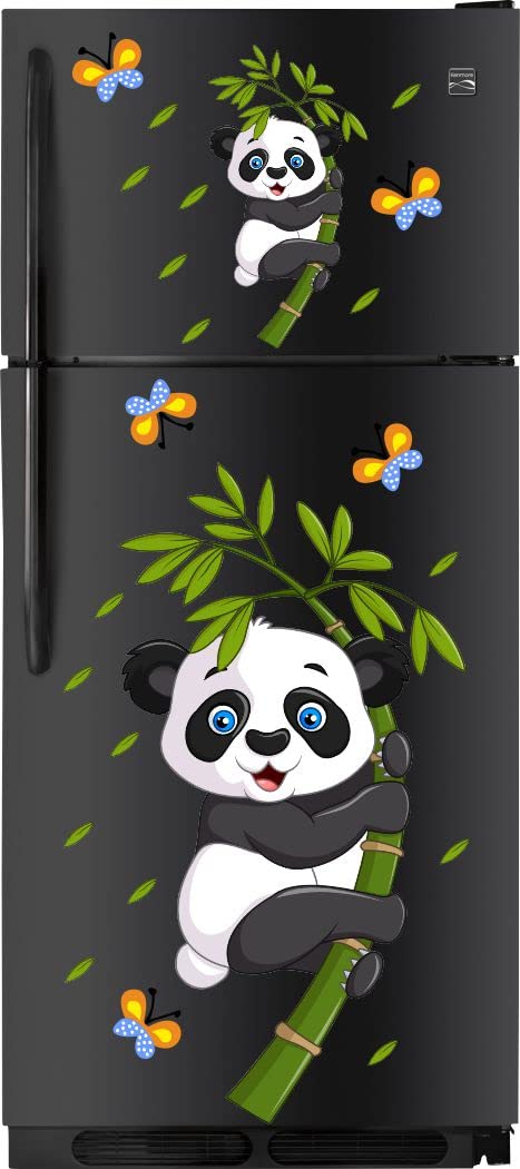 Delight Art Beautiful Pandas and Leaf Design Fridge Sticker Size - (36 * 101) cm Model id - (DAMC00779L)