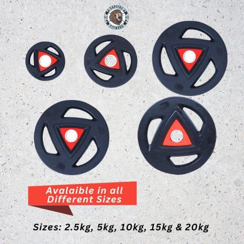 Capital Fitness Rubber Bumper Weight Plates 25mm Diameter 30Kg Set (15kg x 2) for Weight Lifting | Professional Barbell Weight Plate, Strength Training and Home Gym Fitness Workout, Black & Orange