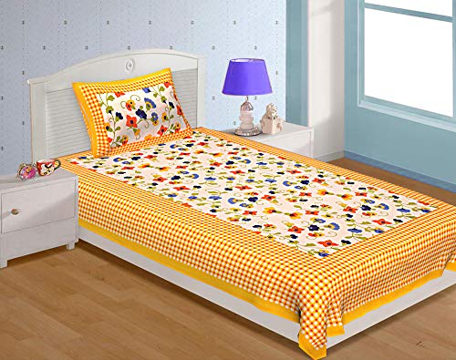 BedZone Cotton 180 TC Bedsheet (Single_Yellow)