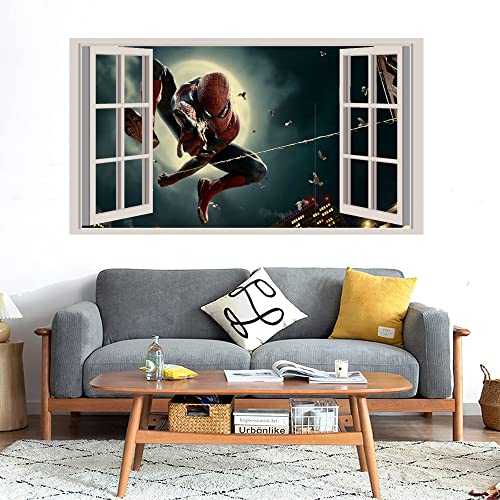 GADGETS WRAP Printed Wall Decal Sticker Fake Window Style Decal (90cm x 50cm) - The Amazing Spider