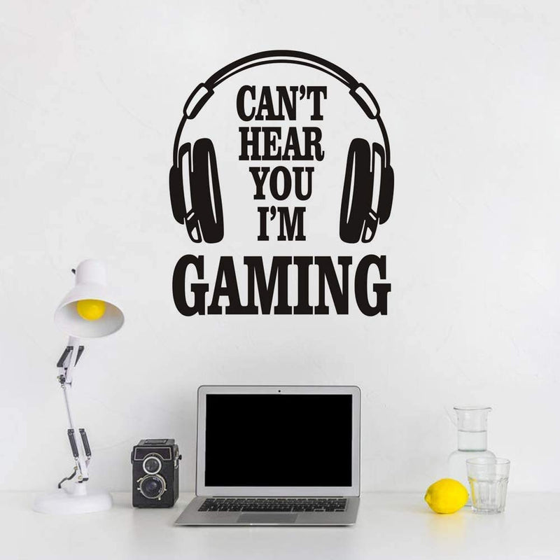 VVWV Can't Hear You I'm Gaming Quotes Wall Stickers for Office Home Bedroom Boys L x H 65 cm x 45 cm