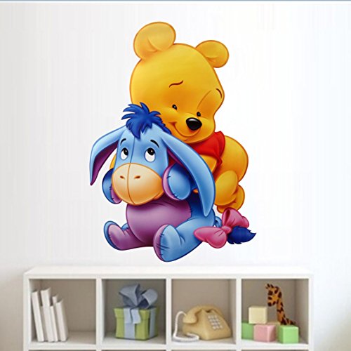 Pooh with Eeyore Self Adhesive VinylWaterproof Decorative Wall Stickers for Hall, Bedroom, Kitchen and Furniture