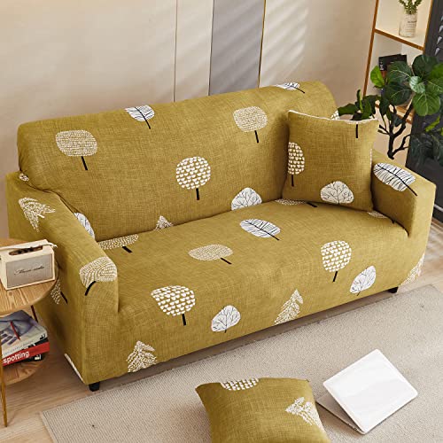 House of Quirk Universal Triple Seater Sofa Cover Big Elasticity Cover for Couch Flexible 140 GSM Sofa Slipcover (Mustard Flower, 185-230cm)
