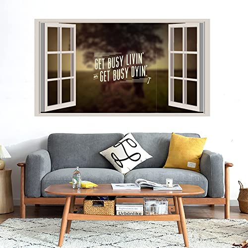 GADGETS WRAP Printed Wall Decal Sticker Fake Window Style Decal (90cm x 50cm) - Get Busy