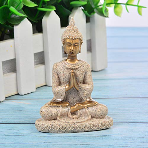 Comimark 1Pcs Handmade Meditation Buddha Statue Sandstone Sculpture Figurine