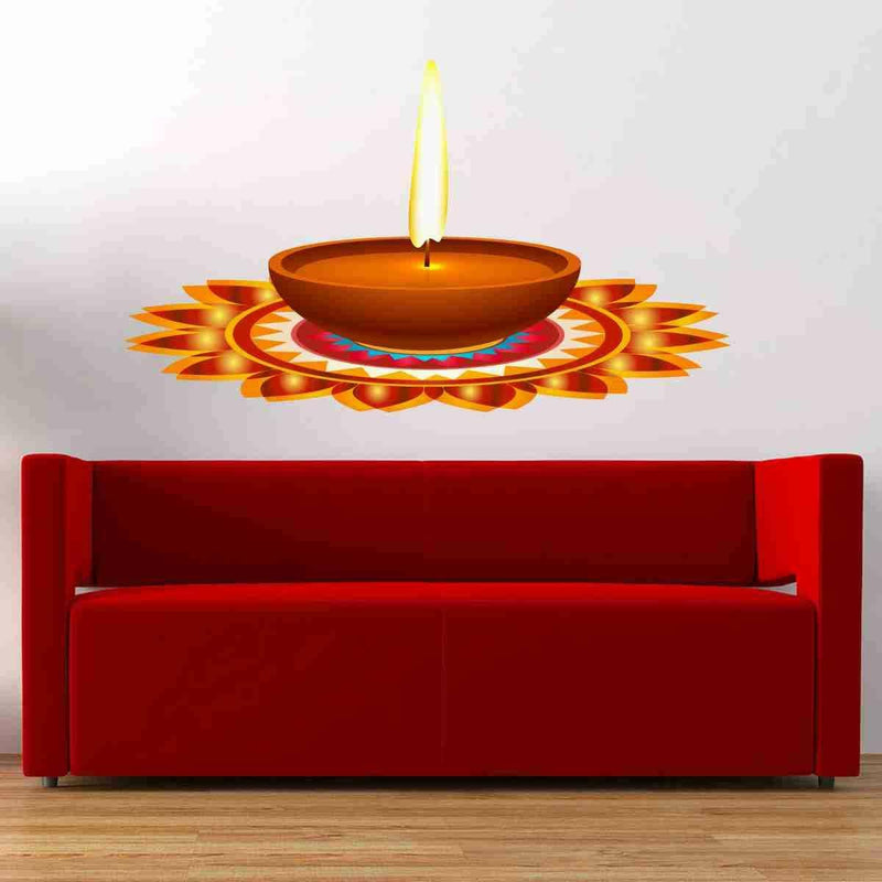 GADGETS WRAP Diwali Decorative Deepak Wall Sticker & Decal (Vinyl, Size- 58 CMX 33 CM)