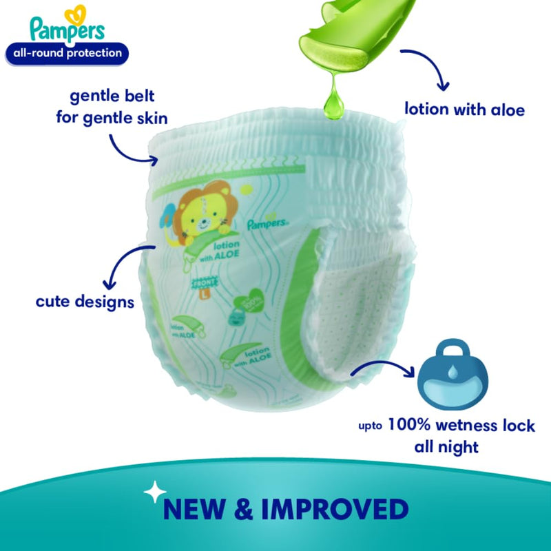 Pampers All Round Protection Pant Style Baby Diapers, New Born/X-Small (NB/XS), 34 Count, Anti Rash Blanket, Lotion with Aloe Vera, Upto 5 Kg Diapers