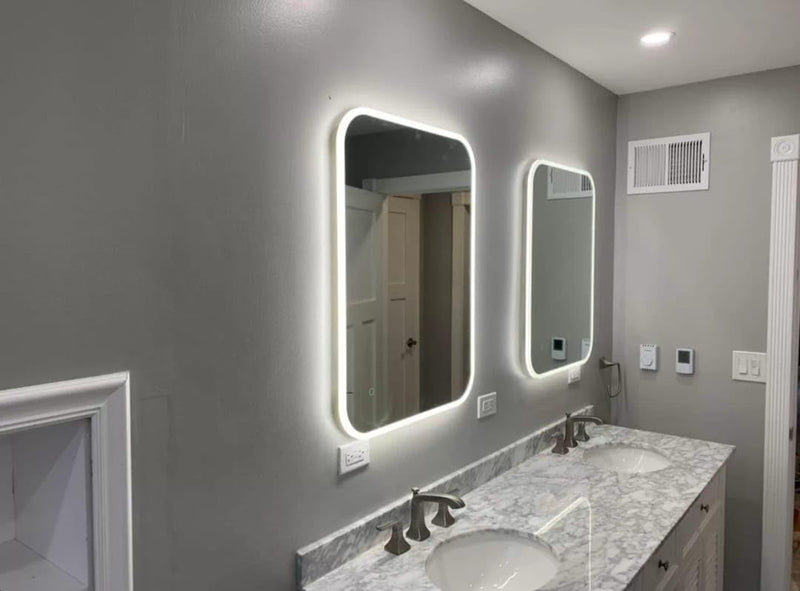 TINITALO Bathroom LED Mirror Home Mirror Wall Mirror with Touch Sensor, 3 Light Effects, Glass, Rectangular LED-105 (18 x 30 Inch)