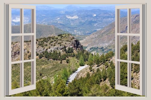 JVERF - JZZA28636 Spain Mountains Parks Sierra Nevada National Park| Self-Adhesive Open Window Wall Sticker