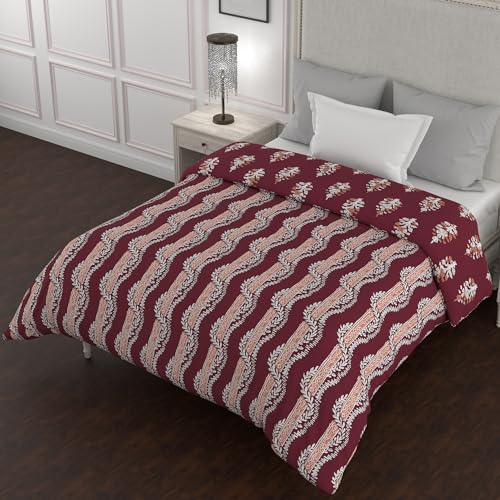 Bella Casa Cotton Reversible Quilt Single Bed Size | Jaipuri Printed Artisan Design Quilt | Soft Lightweight AC Comforter Quilt l 150 GSM Single (152 X 229 Cm, Rust)-Kalamkari Collection