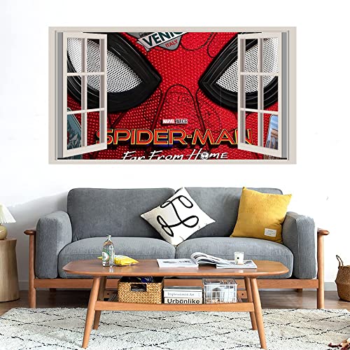 GADGETS WRAP Printed Wall Decal Sticker Fake Window Style Decal (90cm x 50cm) - Spiderman far Home