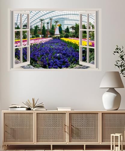 JVERF - JZZA28111 Singapore Gardens Hyacinths Tulips Gardens by The| Self-Adhesive Open Window Wall Sticker