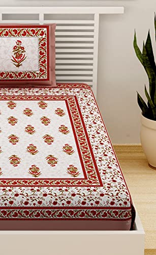 UniqChoice 100% Cotton Jaipuri & Rajasthani Traditional Single Bed Sheet with 1 Pillow Cover