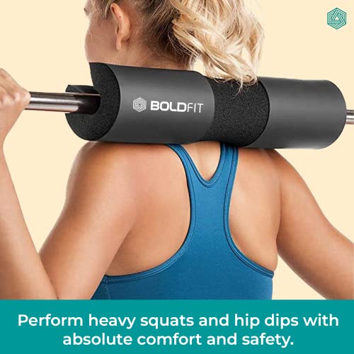 Boldfit Barbell Pad For Weight Lifting With Extra Cushion Squat Pad For Gym Rod Foam Hip Thrust Pad For Neck & Shoulder Support Standard Sponge Barbell For Gym Squats, Weightlifting - Black - Foam