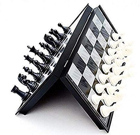 Jambuwala Enterprise™ Magnetic Educational Toys Travel Chess Set with Folding Chess Board for Kids and Adults Black Color (10 Inch)