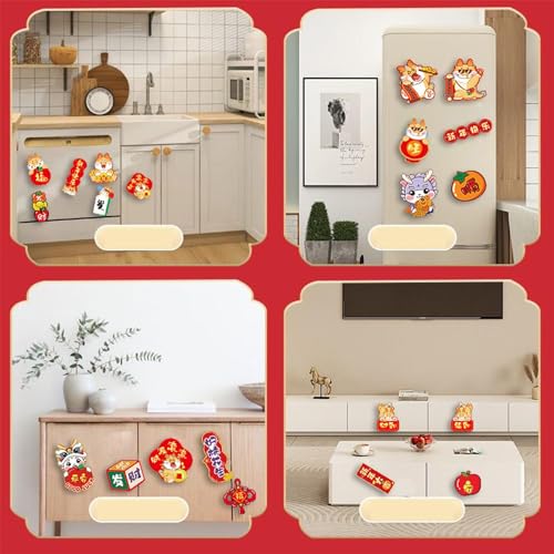 ATORSE® 6 Pieces Chinese New Year Refrigerator Magnets for Home Door Spring Festival Style A